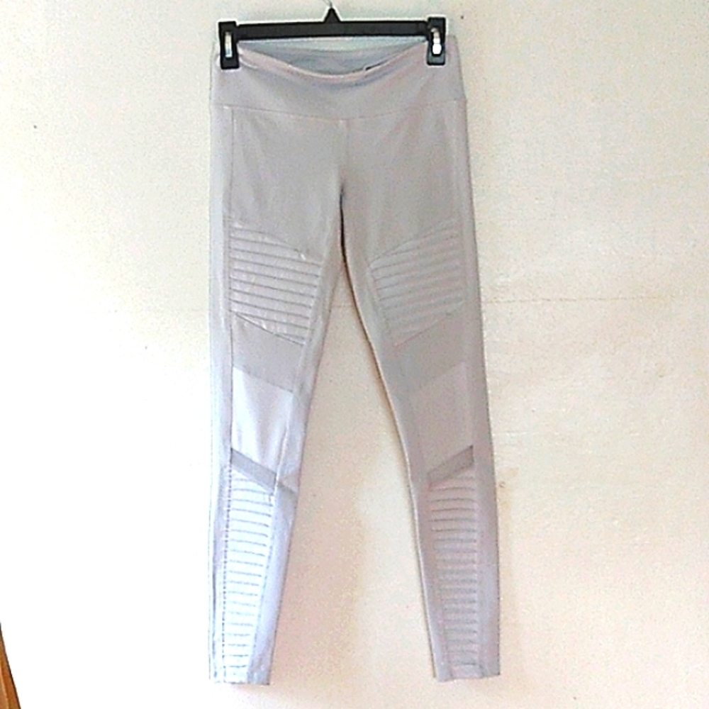 S) Alo Yoga Grey Mesh Panel Moto Leggings